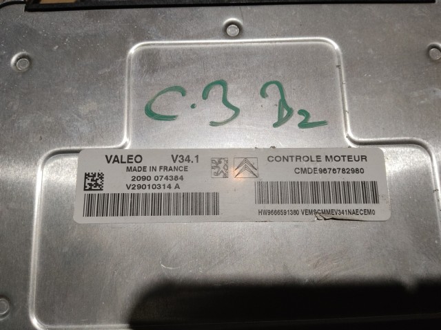 Citroen C3 2002-2010 Motorvezérlő Használt 9666952080 Valeo 2090074384 