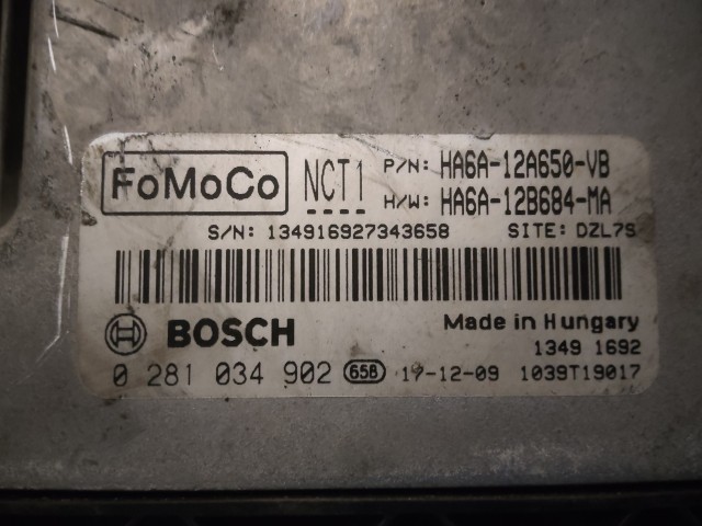 Ford Fiesta 2017-2023 1,5 Diesel Bosch Motorvezérlő 0281034902 , HA6A-12A650-VB