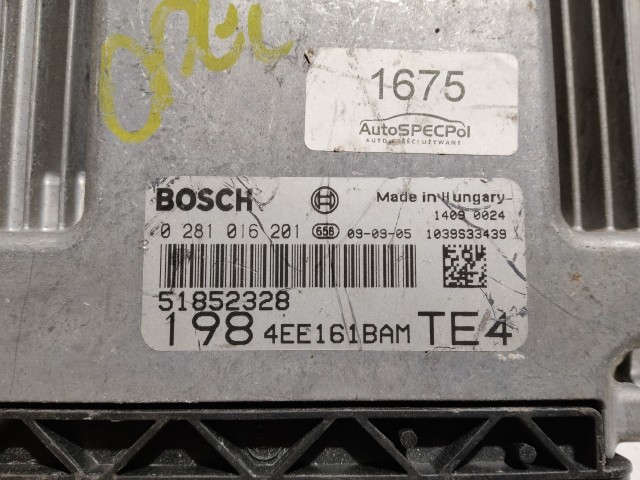 Fiat Bravo 2007-2014 1,6 16v Diesel 105 Le Motorvezérlő 0281016201 , 51852328