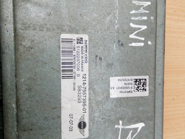 Mini R50, R53 1,6 16v benzin motorvezérlő  S122237006 , 1214-7557395-01
