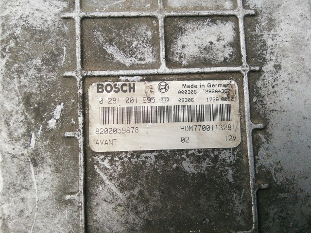 Renault Clio II., Espace III., Kangoo, Laguna I., Master II., Megane I. 1,9 8v Diesel Motorvezérlő 0281001995 , 8200059878