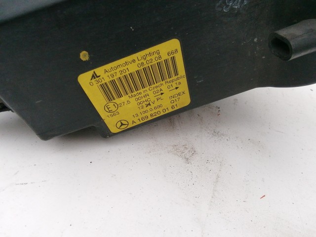 195830 Mercedes Benz A-Class(W169) 2004-2008 bal első fényszóró, a képen látható matt plexivel