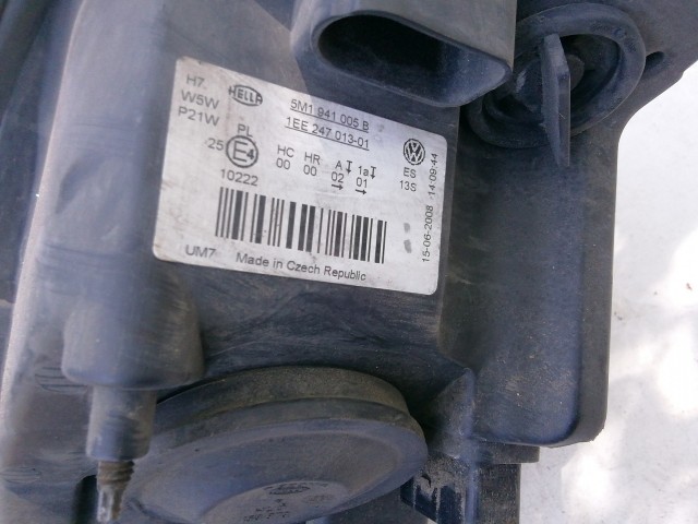 198936 Volkswagen Golf Plus 2005-2009 bal első fényszóró 5M1941005B