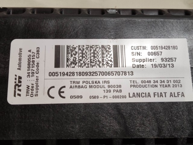 Fiat Panda III. 2012-2024 utas oldali légzsák 51942818