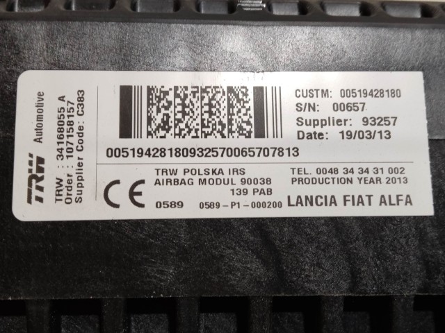 Fiat Panda III. 2012-2024 utas oldali légzsák 51942818