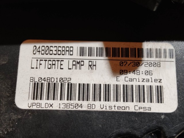 125620 Dodge Journey jobb hátsó belső lámpa 04806368AB