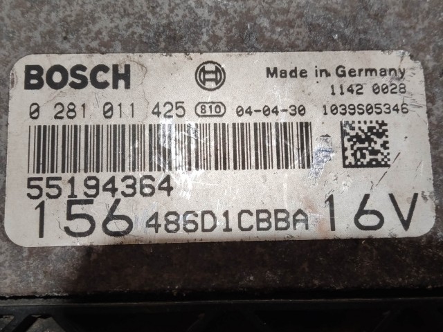 204851 Alfa Romeo 156 2003-2005 1,9 16v Diesel motorvezérlő szett 0281011425, 55188529