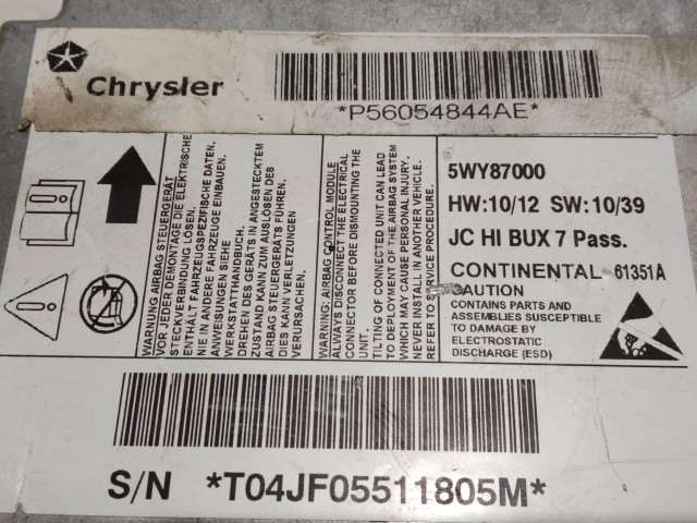 Fiat Freemont 2011-2015 légzsák indító elektronika, a képen látható sérüléssel P56054844AE