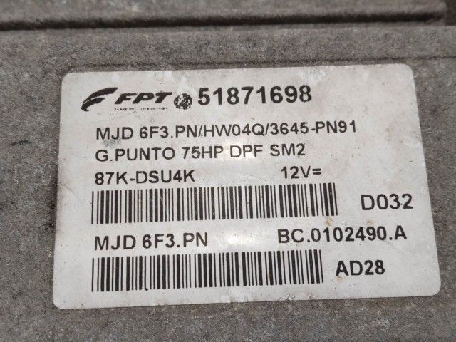 205097 Fiat Grande Punto 2005-2009 1,3 16v Diesel motorvezérlő szett 51871698