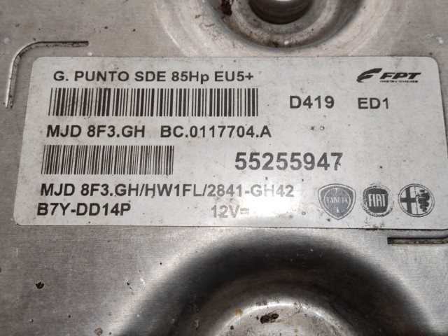 Fiat Grande Punto 1,3 16v Diesel 85Le Euro 5+ motorvezérlő szett 55255947 , 51963154