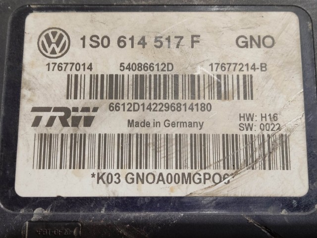 Volkswagen Up, Seat MII, Skoda Citigo Abs 17677014 , 54086612D , 17677214-B , 1S0614517F
