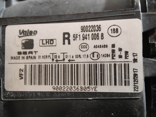 208775 Seat Leon 5F 2012-2017 jobb első fényszóró 90022036