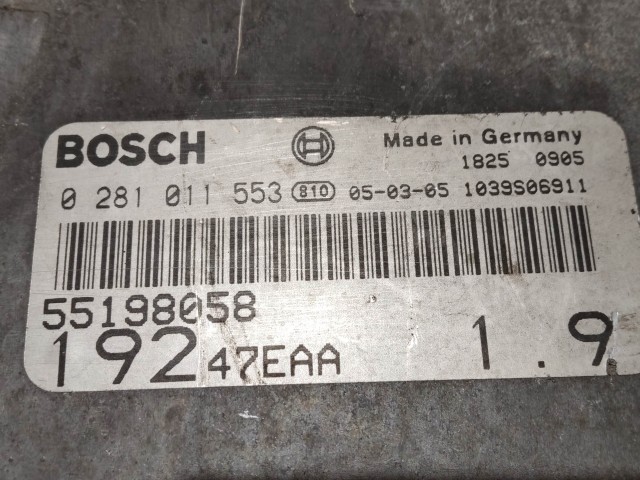 72472 Fiat Stilo 1,9 8v Diesel 115 Le motorvezérlő szett 0281011553 , 55198058 , 51755130