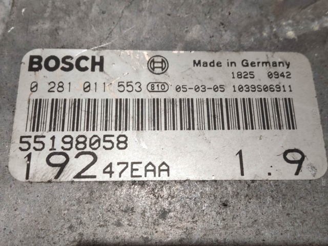 209096 Fiat Stilo 1,9 8v Diesel 115 Le motorvezérlő szett 0281011553 , 55198058 , 51755130