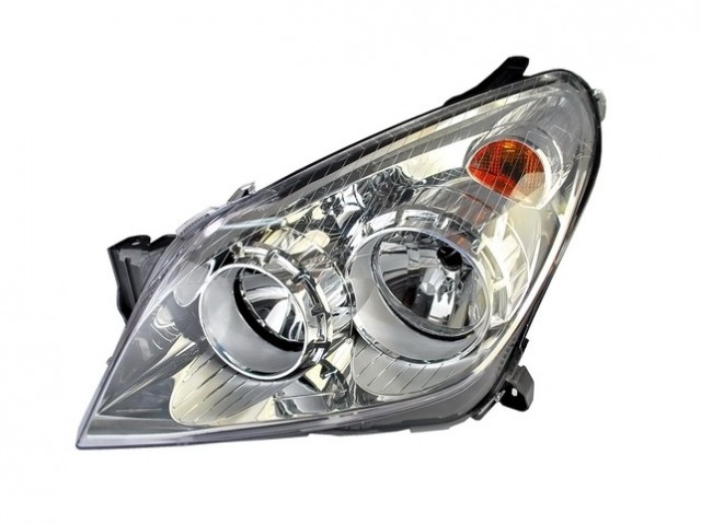 Opel Astra H 2004-2014 utángyártott új bal első fényszóró H7/H1 króm házas (motorral) TYC