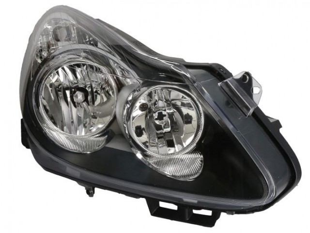 Opel Corsa D 2006-2011 utángyártott új jobb első fényszóró H7/H1 fekete házas (motoros) TYC