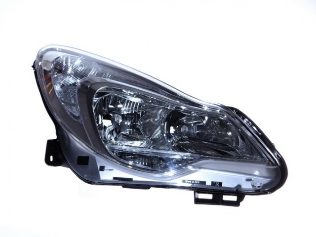 Opel Corsa D 2011-2014 utángyártott új jobb első fényszóró H7/H1+nappalifény króm h. (motorral) TYC