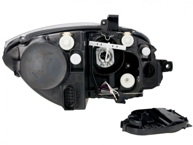 Seat Altea 5P, Leon, Toledo utángyártott új bal első fényszóró  H7/H1 fekete házas (motoros) TYC