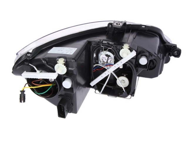 Seat Altea 5P, Leon 2009-  utángyártott új bal első fényszóró H7/H1 fekete házas (motoros) TYC