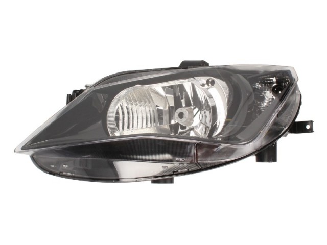 Seat Ibiza 5P 2012-2015 utángyártott új bal első fényszóró H4 fekete házas (motoros) TYC