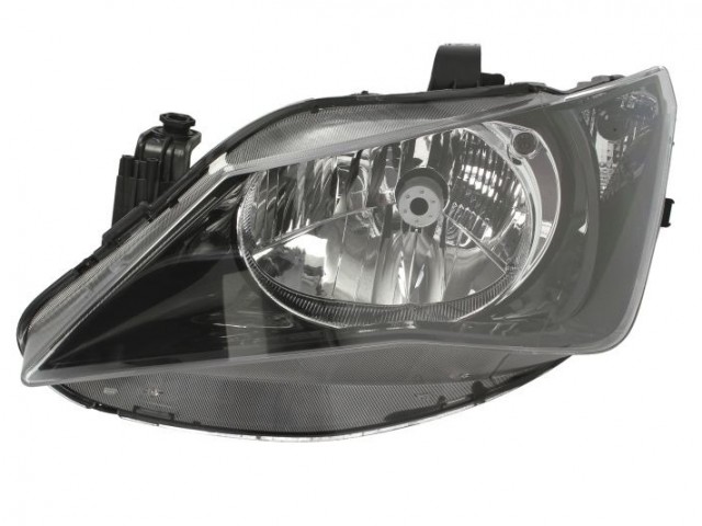 Seat Ibiza 5P 2012-2015 utángyártott új bal első fényszóró H4 fekete házas (motoros) DEPO