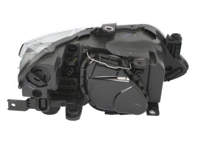 Seat Ibiza 5P 2012-2015 utángyártott új bal első fényszóró H4 fekete házas (motoros) DEPO