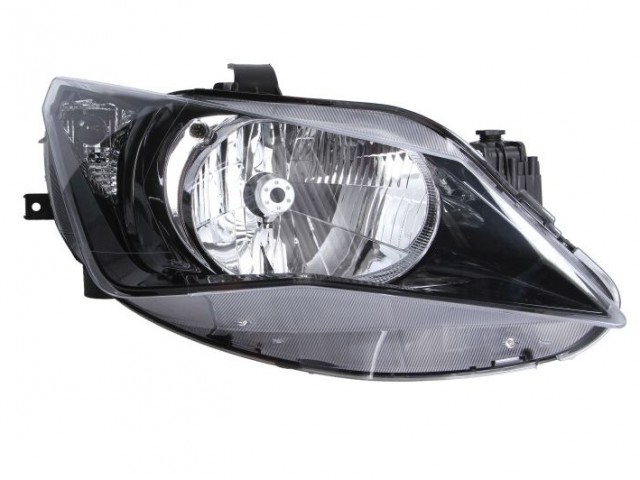 Seat Ibiza 5P 2012-2015 utángyártott új jobb első fényszóró  H4  fekete házas (motoros) DEPO
