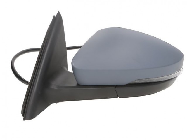 Skoda Octavia III. 2013-2019 utángyártott új bal oldali visszapillantó tükör, fényezhető, 11 vezetékes, elektromosan behajló, kilépő fény