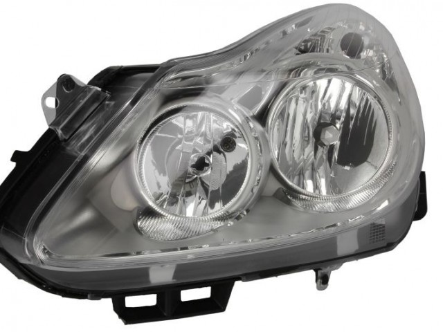 Opel Corsa D 2006-2011 utángyártott új bal első fényszóró H7/H1 króm házas (motorral) TYC