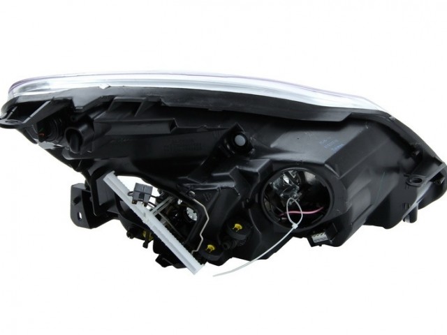 Opel Corsa D 2011-2014 utángyártott új bal első fényszóró H7/H1+nappalifény króm h. (motorral) TYC