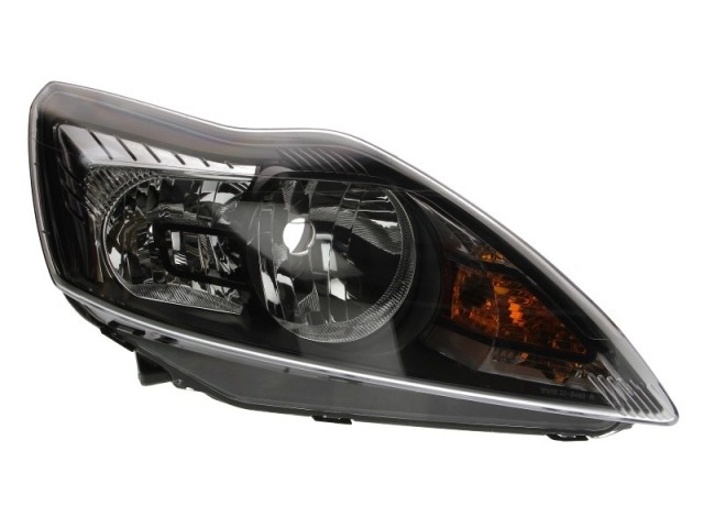 Ford Focus II. 2007-2011utángyártott új jobb első fényszóró H1/H7 króm-fekete házas (motorral) TYC