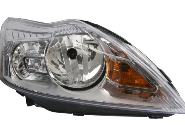 Ford Focus II. 2007-2011 utángyártott új jobb első fényszóró H1/H7 króm házas (motorral) TYC