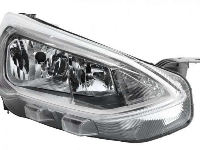 Ford Focus 2018-2021 utángyártott új jobb első fényszóró H1/H7+LED króm h. (motorral) DEPO