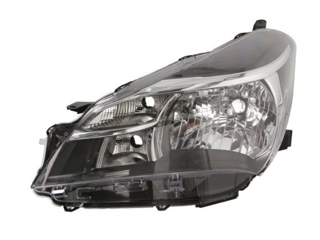 Toyota Yaris 2014-2017 utángyártott új bal első fényszóró H4/Nappali f.  fekete (motoros) DEPO