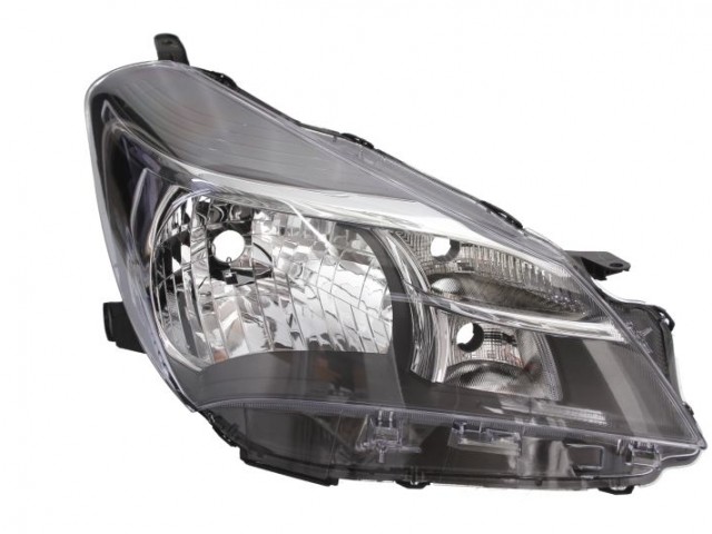 Toyota Yaris 2014-2017 utángyártott új jobb első fényszóró H4/Nappali f. fekete (motoros) TYC
