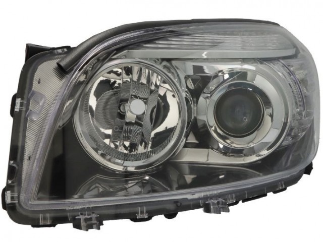 Toyota Rav 4 2005-2009 utángyártott új bal első fényszóró HB3/H11 fekete h. (motoros) TYC