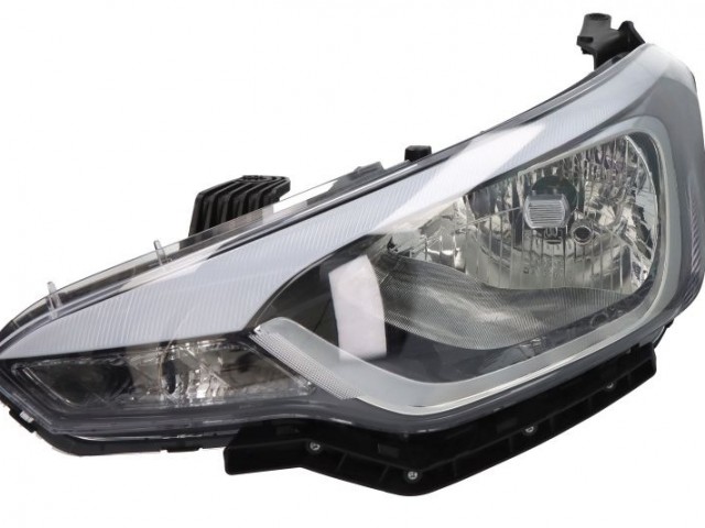 Hyundai I20 2014-2020 utángyártott új bal első fényszóró H4 fekete h., 5a. (motoros) DEPO