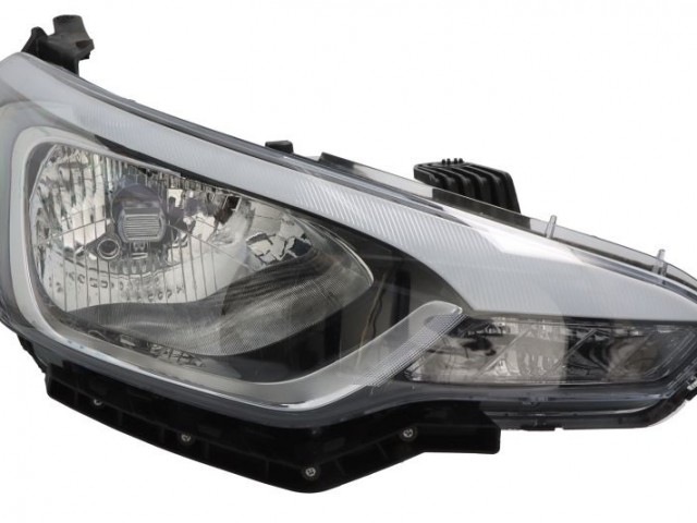 Hyundai I20 2014-2020 utángyártott új jobb első fényszóró H4 fekete h., 5a. (motoros) DEPO