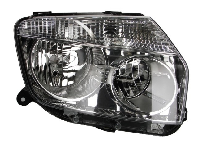 Dacia Duster 2010-2013 utángyártott új jobb első fényszóró H7/H1 króm házas (bel.áll. is.) TYC