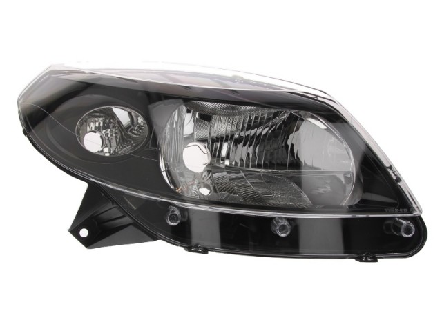 Dacia Sandero I. 2008-2012 utángyártott új jobb első fényszóró H4 fekete házas (belülr. áll.) TYC