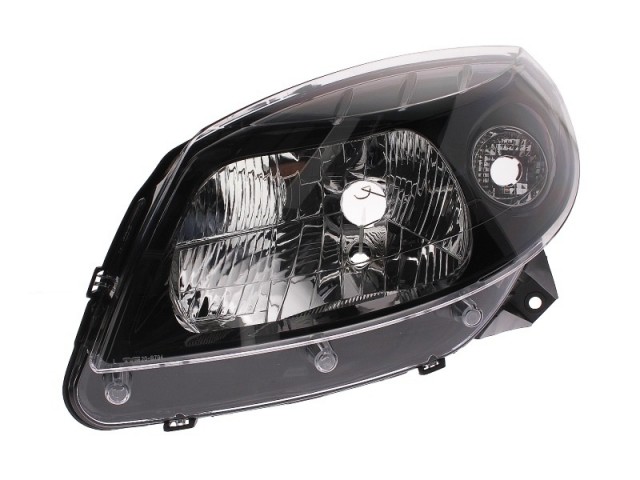 Dacia Sandero I. 2008-2012 utángyártott új bal első fényszóró H4 fekete házas (belülr. áll.) TYC