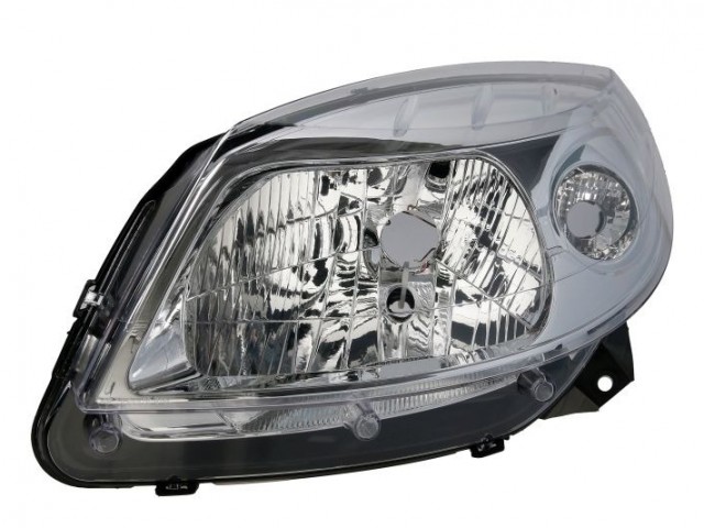 Dacia Sandero I. 2008-2012 utángyártott új bal első fényszóró H4 króm házas (belülr. áll.) TYC