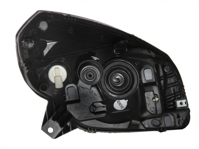 Dacia Sandero Stepway 2009-2012  utángyártott új bal első fényszóró H4 fekete h. (belülr. áll. is) DEPO