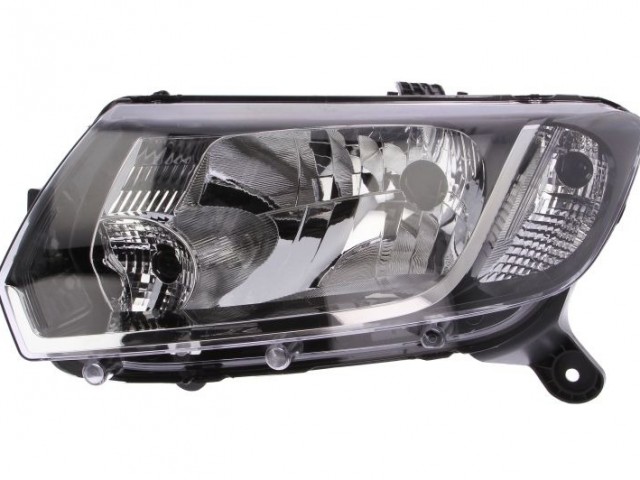 Dacia Logan II., Sandero II. 2012-2017 utángyártott új bal első fényszóró H4 fekete h. (manuális) DEPO