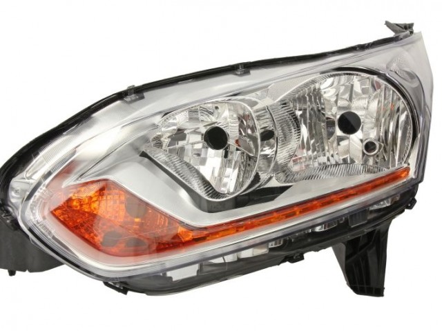 Ford Transit Conect 2013-2015 utángyártott új bal első fényszóró H7/H15 +DRL króm ház. (motorral) TYC
