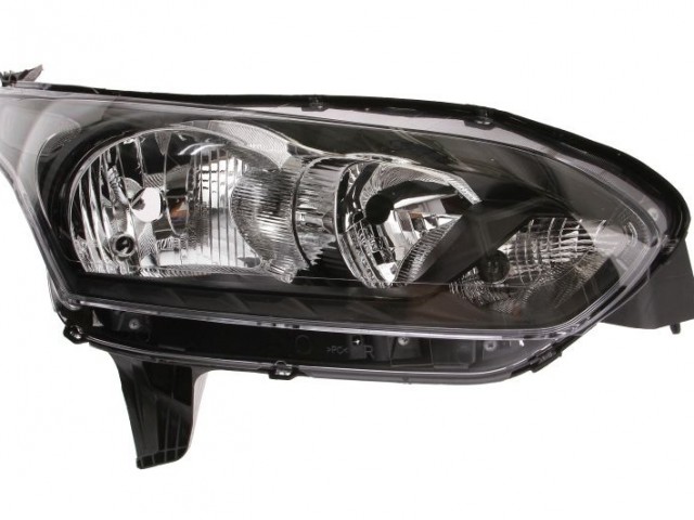 Ford Transit Conect 2013-2018 utángyártott új jobb első fényszóró H7/H15 +DRL fekete házas (motorral) TYC