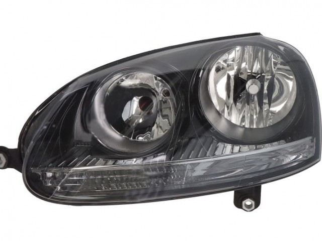 Volkswagen Golf V. 2003-2008 utángyártott új bal első fényszóró 2H7 fekete házas (motorral) DEPO