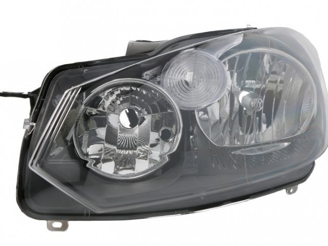 Volkswagen Golf VI. 2008-2013 utángyártott új bal első fényszóró H7/H15 fekete házas (motorral) TYC