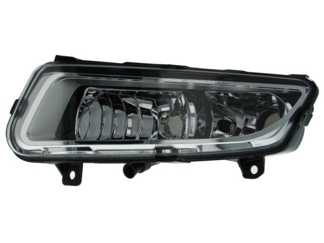 Volkswagen Polo 6R 2009-2017 utángyártott új bal első ködlámpa H8 nap.f., stat.kanyark. króm TYC