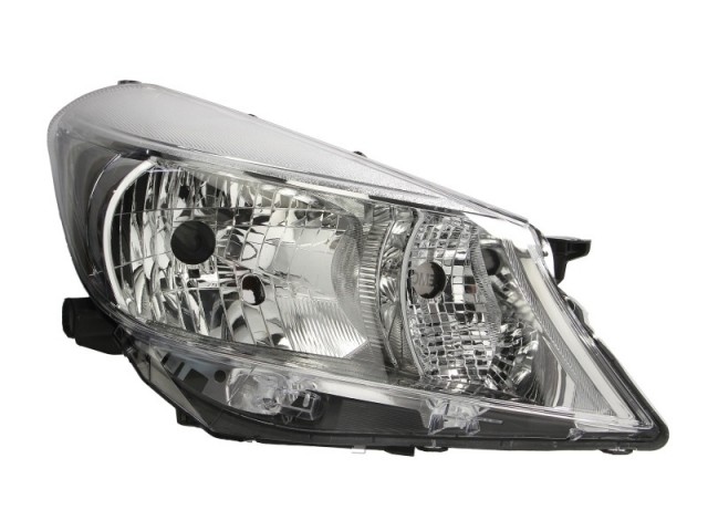 Toyota Yaris III. 2011.10.15-2014.06.30 utángyártott új jobb első fényszóró H4 króm házas (motoros) DEPO